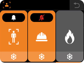  침입감지 / 안전모 미착용 / 화재 감지 화면